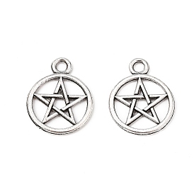 Тибетский стиль кольцо сплава со звездой подвесками, без кадмия и без свинца, 25x20x2 мм, Отверстие : 3 мм , около 617 шт / 1000 г