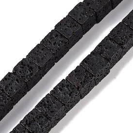 Frosted Natural Lava Rock Beads Strands, Cube