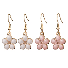 Flower Alloy Enamel Dangle Earrings for Women