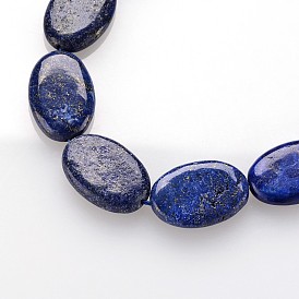 Natural Lapis Lazuli Beads Strands, Flat Oval, Dyed