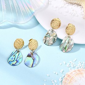 Серьги-гвоздики из натуральной раковины пауа, овальные, с 304 фурнитурой для сережек-гвоздиков из нержавеющей стали для женщин