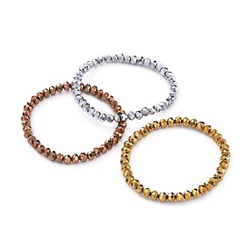 Perles de verre galvanoplastie étendent bracelets, facette, rondelle