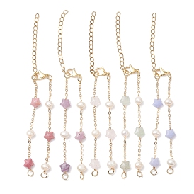 Изготовление браслета-цепочки из драгоценных камней, натурального пресноводного жемчуга, риса и латуни, золотые