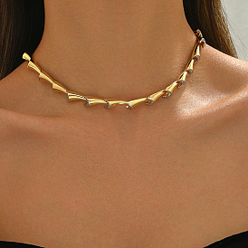 Женские ожерелья из латунной прозрачной кубической цирконии с короткими звеньями для вечеринок и повседневной носки, золотые