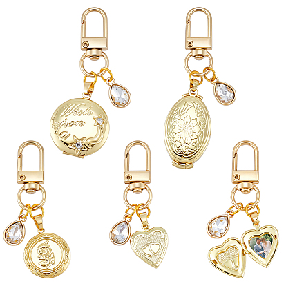 4шт. латунные подвески-медальоны и украшения из сплава со стразами, с поворотными застежками сплава