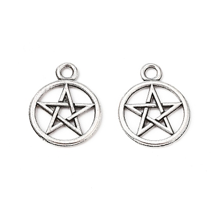 Тибетский стиль кольцо сплава со звездой подвесками, без кадмия и без свинца, 25x20x2 мм, Отверстие : 3 мм , около 617 шт / 1000 г