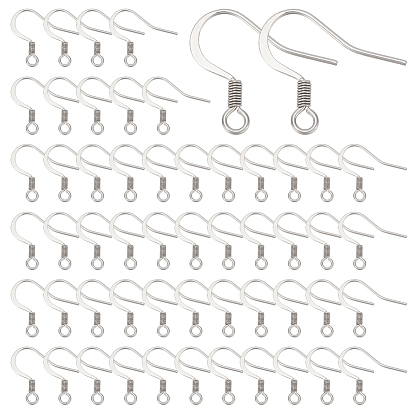 100шт 304 французские серьги из нержавеющей стали, плоские крючки для серег, провод уха, с горизонтальной петлей