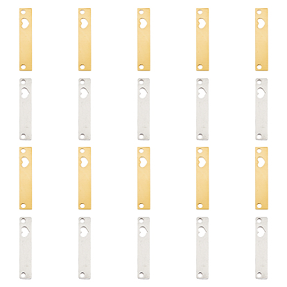 20 шт. 2 цвета 201 подвески из нержавеющей стали, лазерная резка, ручная полировка, Прямоугольник с сердцем