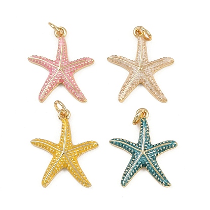 Латунь эмаль подвески, с целью перехода в кольце, очарование морской звезды, реальный 18 k позолоченный, стойки покрытие, без свинца и без кадмия, долговечный