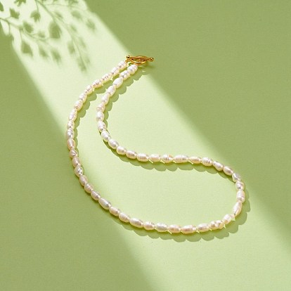 Ожерелье из бисера из риса с натуральным жемчугом для женщин