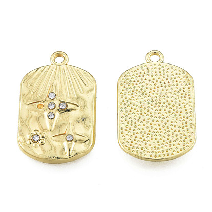 Rack Plating Alloy Pendants, with Crystal Rhinestone, Cadmium Free & Nickel Free & Lead Free, Oval with Star