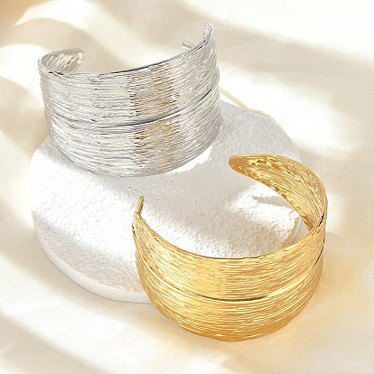 304 женские браслеты-манжеты из нержавеющей стали, перо, текстура