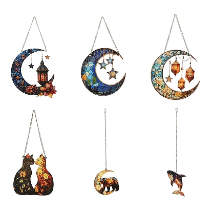 Подвески-ловцы солнца из окрашенного акрила и железа, настенные украшения, для украшения сада и окон