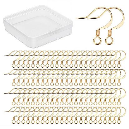 200 шт латунные серьги крючки, с горизонтальной петлей, долговечный