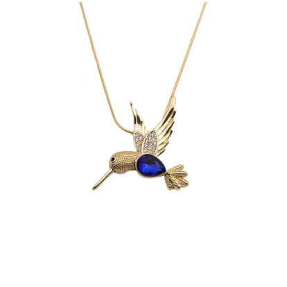 Geometric Copper Zircon Pendant with Fashionable Bird Necklace for Women