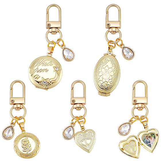 4шт. латунные подвески-медальоны и украшения из сплава со стразами, с поворотными застежками сплава