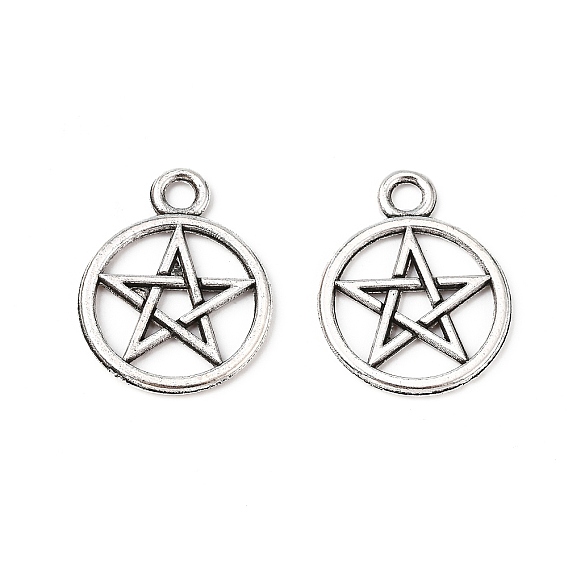 Тибетский стиль кольцо сплава со звездой подвесками, без кадмия и без свинца, 25x20x2 мм, Отверстие : 3 мм , около 617 шт / 1000 г