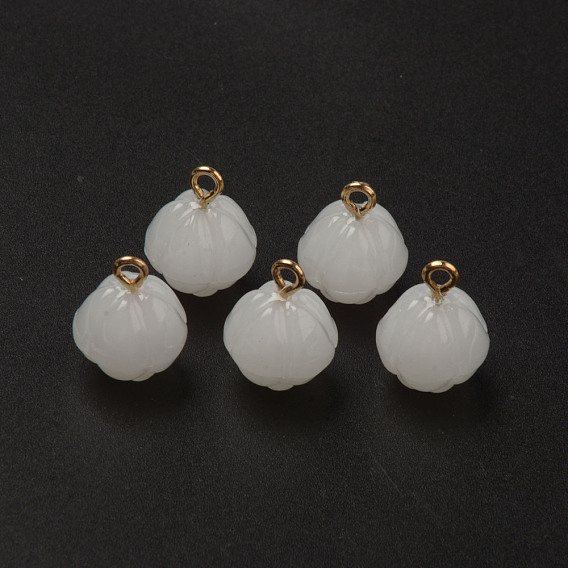 Glas Reize, imitatorische Jade, mit hellvergoldeter Messingschlaufe, Knospe