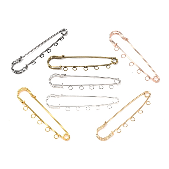 Imperdibles de hierro, piezas para broches, Alfileres para falda escocesa con cinco presillas, chapado en rack