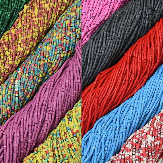 Окрашенные синтетические бирюзовые бусы нити, колонка