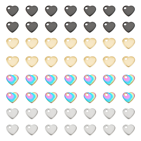 80 шт. 4 стиль 201 и 304 подвески из нержавеющей стали, штамповка пустой метки, сердце