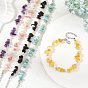 Natural Mixed Stone Chip and Potato Cultured Freshwater Pearl Beaded Bracelets for Women, Stainless Steel Color, Mixed Dyed and Undyed