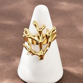 304 из нержавеющей стали манжеты кольца, коралл, с пластиковой жемчужины