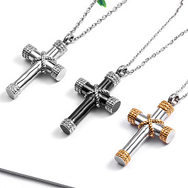 Cross Urn Ashes Pendant Necklace, 316L Stainless Steel Memorial Jewelry for Women