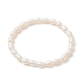 Natural Pearl Rice Beaded Stretch Bracelet for Women