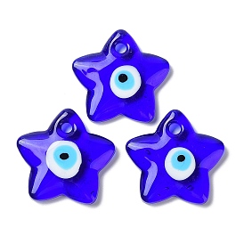 Handmade Evil Eye Lampwork Pendants, Star Charm