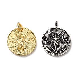 Brass Pendants, Long-Lasting Plated, Cadmium Free & Lead Free, Flat Round with Goddess Charm