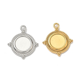 304 Оправа для подвески-кабошона из нержавеющей стали с ионным покрытием (IP), плоско-круглые