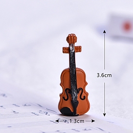 Resin Miniature Violin & Guitar Ornaments, Micro Landscape Home Dollhouse Accessories, Pretending Prop Decorations