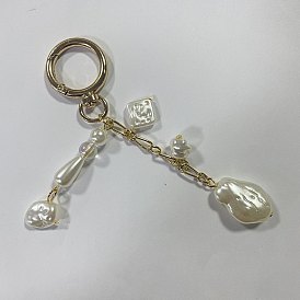 Adornos colgantes de acrílico y perlas de imitación de plástico ABS, con broches de aleación giratorias