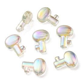 UV Plating Rainbow Iridescent Transparent Acrylic Beads, Key