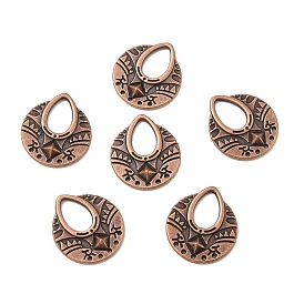 Tibetan Style Links, Chandelier Components, Lead Free and Cadmium Free, Flat Round, 25x22.5x1mm, hole: 12.5mm