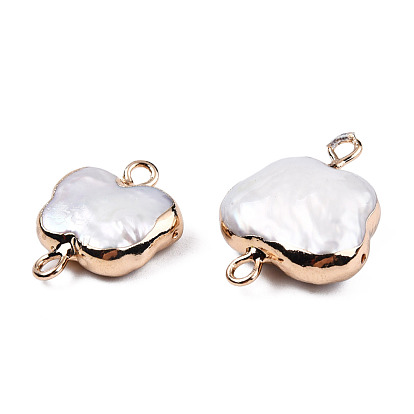 Galvanoplastie perle baroque naturelle breloques connecteur perle keshi, perle de culture d'eau douce, avec les accessoires en fer, papillon