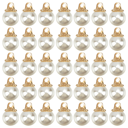 100 подвески из сплава шт., с пластиковыми бусинами из искусственного жемчуга, золотой свет, круглые