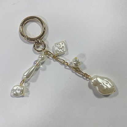 Adornos colgantes de acrílico y perlas de imitación de plástico ABS, con broches de aleación giratorias