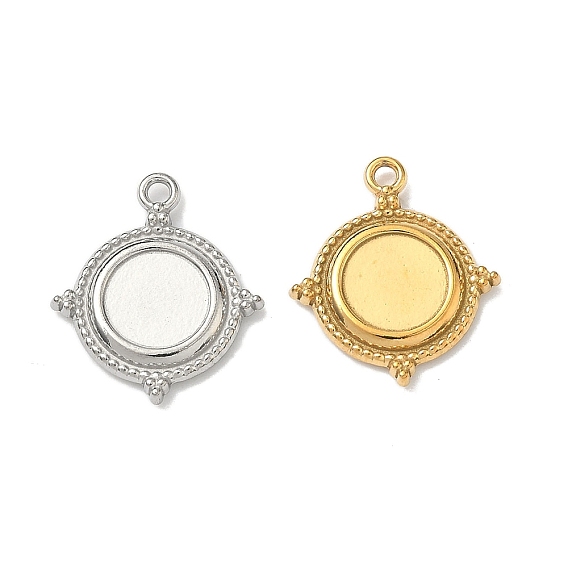 304 Оправа для подвески-кабошона из нержавеющей стали с ионным покрытием (IP), плоско-круглые