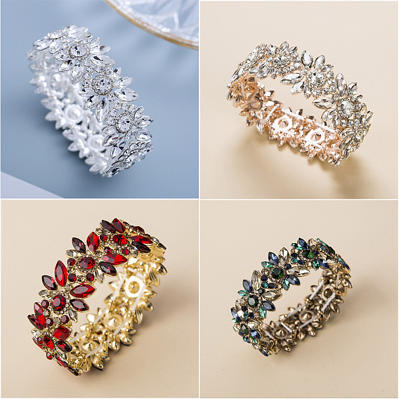 Браслеты из сплава со стразами для женщин, цветок