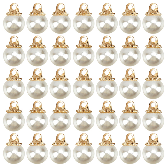 100 подвески из сплава шт., с пластиковыми бусинами из искусственного жемчуга, золотой свет, круглые