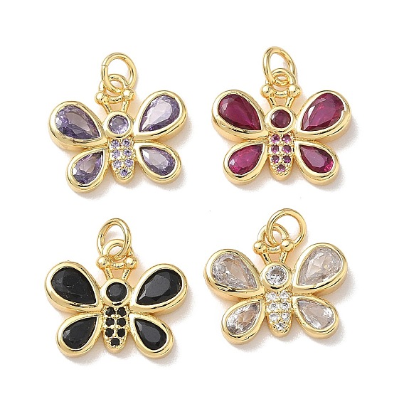 Латунные микро проложить кубического циркония подвески, бабочки прелести, стойки покрытие, долговечный, без кадмия и без свинца, реальный 18 k позолоченный
