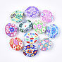 Handmade Polymer Clay Beads, Oval with Flower Pattern