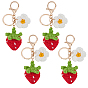Yarn Woven Keychains, with Alloy Lobster Claw Clasps, Strawberry, Golden