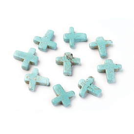 Natural Howlite Cabochons, Dyed, Cross