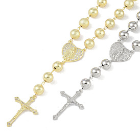 Ожерелья с подвесками из латуни с прозрачным кубическим цирконием и микропаве, четки ожерелья из бисера, крестик