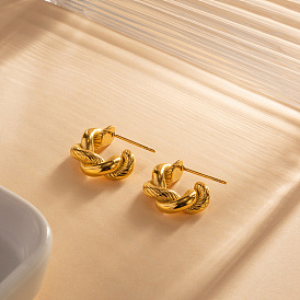 Trendy fashion classic 18K stainless steel twist earrings high-end design all-match earrings