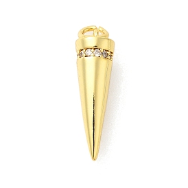 Rack Plating Brass Micro Pave Cubic Zirconia Pendants, Long-Lasting Plated, Lead Free & Cadmium Free, Cone