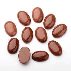 Goldstone sintética cabochons ovales, espalda plana